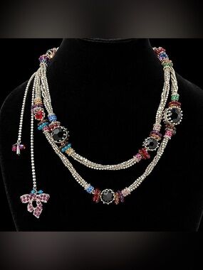 Rodrigo Otazu multicolor Swarovski crystal and gemstone statement necklace.NWOT